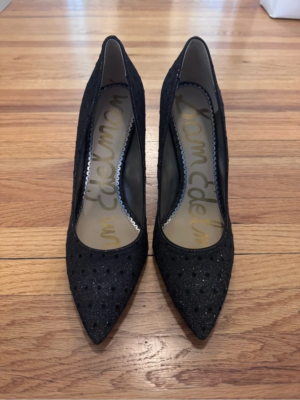 Sam Edelman Black Rhinestone Pointed Toe Pumps